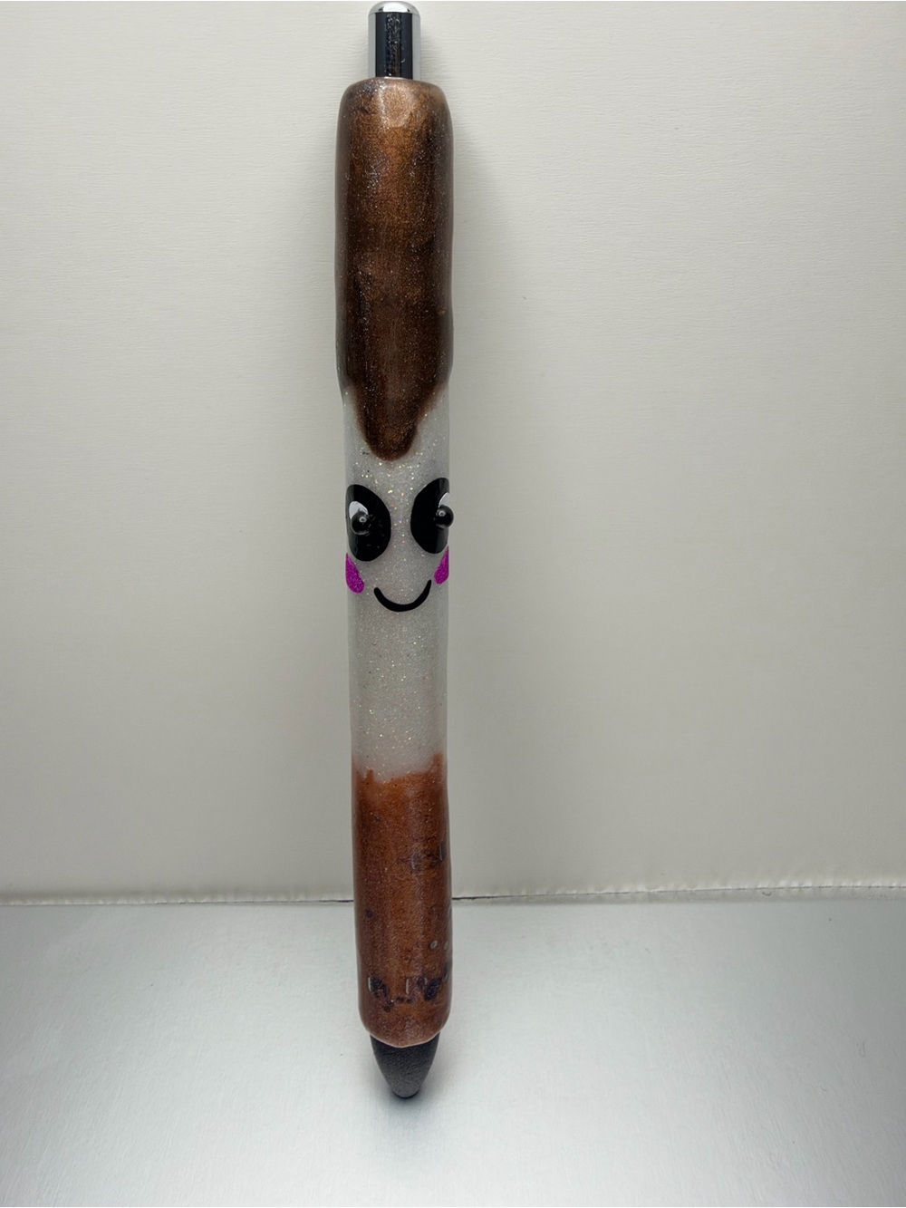 Handmade glitter Smores face Pen - Glitter Resin Pen